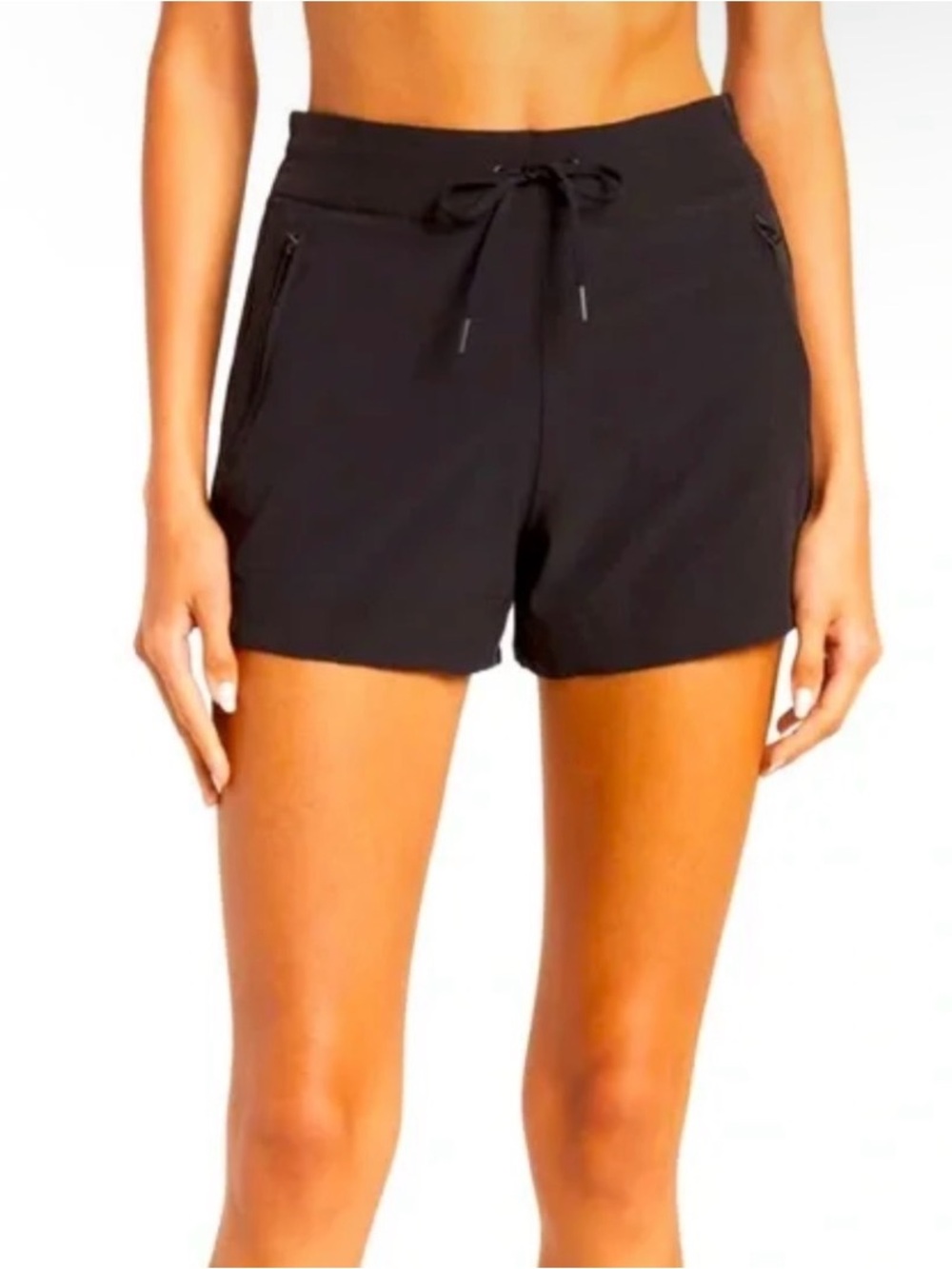 90 Degree By Reflex Black Drawstring Athletic Shorts with Zipper Pockets